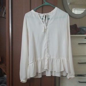 Silky white dressy shirt.